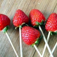 Skewer the strawberries